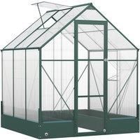 Outsunny Garden Walk-in Aluminium Greenhouse Polycarbonate with Plant Bed ,Temperature Controlled Window, Foundation, 6 x 6ft