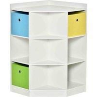Homcom 3 Tier Kids Bookcase Toy Organiser Storage W/ 3 Fabric Drawers, White