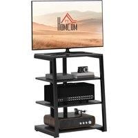 HOMCOM HiFi Stand, 4-Tier Media Storage Shelf with Adjustable Shelves, Power Strip Rack for Router, Record Player, Printer, Industrial TV Stand for up to 28 Inch TVs, Black