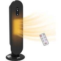 HOMCOM Ceramic Space Heater, Indoor Tower Heater with 2 Heat, Oscillation, Remote Control, Timer, Tip-Over & Overheating Protection, 1200W/2000W, Black