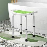 HOMCOM Height-Adjustable Non-Slip Aluminium Bathroom Shower Stool with Padded Seat - Green, Green