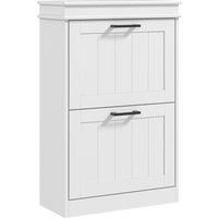 HOMCOM Shoe Storage Cupboard with Two-Drawer, Minimalistic Shoe Storage Cabinet for 10 Shoes, White Aosom UK