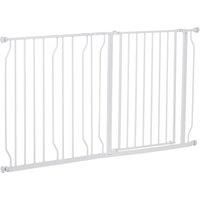 PawHut Dog Gate Extra Wide Stairway Gate for Pet with Door, 76H x 75-145Wcm, White