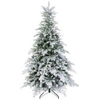 HOMCOM 6ft Bushy Snow-Flocked Artificial Christmas Tree with LED Lights - Green and White, Green