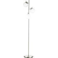 HOMCOM 3-Light Tree Floor Lamps for Living Room, Modern Standing Lamp for Bedroom with Globe Lampshade, Steel Base, (Bulb not Included), Silver