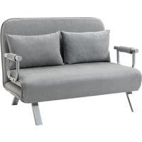 HOMCOM Two-Seater Click-Clack Sofa Bed - Light Grey Aosom UK