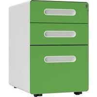 3 Drawer Modern Steel Filing Cabinet w/ 4 Wheels Lock Pencil Box Office