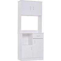 HOMCOM Kitchen Cupboard with Doors Cabinet Shelves Drawer Open Countertop Storage Cabinet for Living Room, Entrance, White