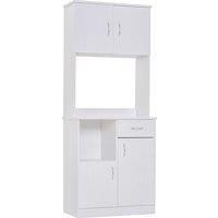 HOMCOM Kitchen Cupboard with Doors Cabinet Shelves Drawer Open Countertop Storage Cabinet for Living Room, Entrance, White