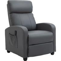 HOMCOM Recliner Sofa Chair PU Leather Massage Armcair w/ Footrest and Remote Control for Living Room, Bedroom, Home Theater, Grey