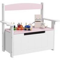 AIYAPLAY 2-in-1 Toy Box for Kids with Lid for Bedroom, Nursery, Playroom, Pink Aosom UK
