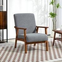 HOMCOM Armchair with Wide Seat, Boucle Accent Chair, Thick Padded Occasional Chair with Solid Wood Frame for Living Room Bedroom Home Office Reception Balcony, Grey