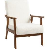 HOMCOM Boucle Seat Mid Century Accent Chair - White Aosom UK