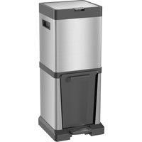 HOMCOM Dual Kitchen Bin, 20+14L Double Bin for Recycling and Waste, Stainless Steel Vertical Pedal Bin w/ Tilt Out Bin, Soft-Close Lid Aosom UK
