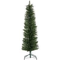 HOMCOM 5ft Artificial Pencil Christmas Tree with 263 branches, Metal Base, Realistic Xmas Tree, Green