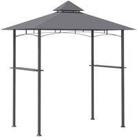 Outsunny 2.5M (8ft) New Double-Tier BBQ Gazebo Grill Canopy Barbecue Tent Shelter Patio Deck Cover - Grey