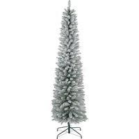 HOMCOM 7ft Artificial Pencil Christmas Tree with 405 Snow Flocked Tips, Metal Base, Realistic Xmas Tree