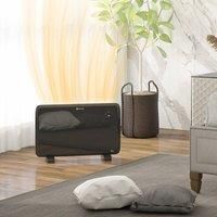 HOMCOM 1200W Quiet Electric Convector Heater with LED Display and Adjustable Thermostat - Black, Black