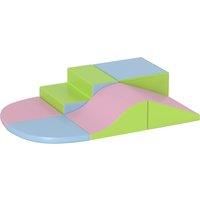 HOMCOM 6 Piece Soft Playground Equipment, PP & EPE Soft Play Set, w/ Square, Stairs, Ramp And Slope Pieces for Kids Climb and Crawl, Red Aosom UK