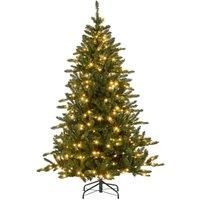 HOMCOM 6Ft Artificial Christmas Tree With Warm White Led Light, Metal Base