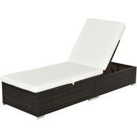 Outsunny Rattan Recliner Lounger Garden Furniture Sun Lounger Recliner Bed Chair Reclining Patio Wicker Brown