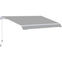 Outsunny Window Awning Canopy Garden Outdoor Shelter Patio Sun Shade UV Blocker Light Weight Aluminium Frame w/ Hand Crank 3 x 2m Light Grey
