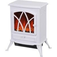 HOMCOM 1kW-2kW Vintage Electric Fireplace Heater - White Aosom UK