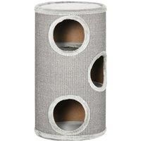 PawHut Cat Barrel Kitten Tree Tower for Indoor Cats, Cat Climbing Frame Covered with Sisal, Cosy Platform - Light Grey