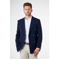 Mens Retro Prince of Wales Check Double Breasted Jacket Gold Button Tailored Fit