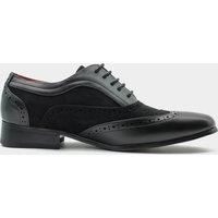 BLACK LEATHER & SUEDE LACE UP BROGUES