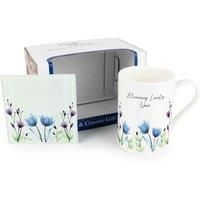 Nan Mug & Coaster Gift Set - Blooming Lovely Nan Flowers Bone China Mug and Glass Coaster Set - Tea/Coffee Present
