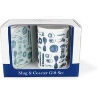 Knitting Mug & Coaster Gift Set - Vintage Hobbies Wool Bone China Mug and Glass Coaster Set - Tea/Coffee Present