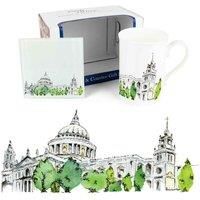 St Pauls Cathedral Mug & Coaster Gift Set - British Landmarks by Rhiannon Chauncey - Bone China Mug and Glass Coaster Set - Tea/Coffee Present