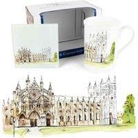 Westminster Abbey Mug & Coaster Gift Set - British Landmarks by Rhiannon Chauncey - Bone China Mug and Glass Coaster Set - Tea/Coffee Present