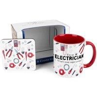 Electrician Mug & Coaster Gift Set - Sparky Novelty Trades Gift Ceramic Cup and Cork Coaster Set - Tea/Coffee Present