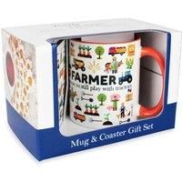 Farmer Mug & Coaster Gift Set - Novelty Trades Gift Ceramic Cup and Cork Coaster Set - Tea/Coffee Present