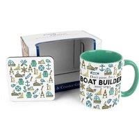 Boat Builder Mug & Coaster Gift Set - Novelty Trades Gift Ceramic Cup and Cork Coaster Set - Tea/Coffee Present
