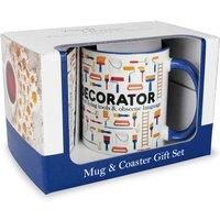 Decorator Mug & Coaster Gift Set - Painter Novelty Trades Gift Ceramic Cup and Cork Coaster Set - Tea/Coffee Present