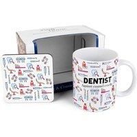 Dentist Mug & Coaster Gift Set - Dentistry Novelty Trades Gift Ceramic Cup and Cork Coaster Set - Tea/Coffee Present