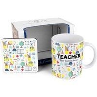 Teacher Mug & Coaster Gift Set - Novelty Teaching Trades Gift Ceramic Cup and Cork Coaster Set - Tea/Coffee Present