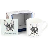 Purely Home Frenchie Mug & Coaster Gift Set