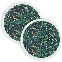 Purely Home Round Botanical Mistletoe Worktop Protector - Set Of 2