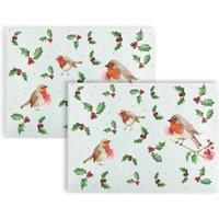 Purely Home Christmas Robins Large Rectangle Worktop Protectors - Set Of 2