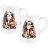 Purely Home Set Of 2 Father Christmas Hambury Bone China Mugs