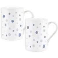 Purely Home Set Of 2 Watercolour Snowflakes Pilsdon Bonechina Mugs