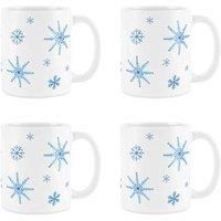 Purely Home Set Of 4 Snowflakes white Bone China Lewesdon Mugs