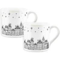 Purely Home Set Of 2 Christmas Village Bulbarrow Bone China Mugs