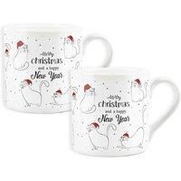 Purely Home Set Of 2 Merry Christmas Cats Bulbarrow Bone China Mugs