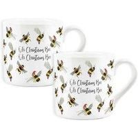 Purely Home Set Of 2 'oh Christmas Bee' Bulbarrow Bone China Mugs