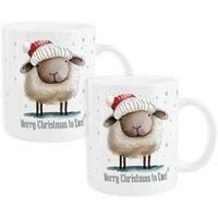Purely Home Set Of 2 Merry Christmas To Ewe Chaldon Bone China Mug